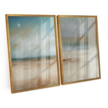 Imagem de Quadro Decorativo Abstrato Tons Suaves Com Moldura E Vidro - Bimper, M