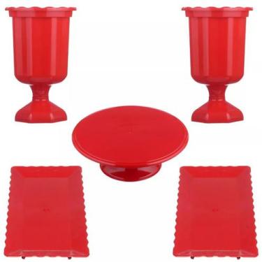 Imagem de Kit Festa 5 Peças, Vaso + Boleira + Bandeja Decoração Doces - Magno fe
