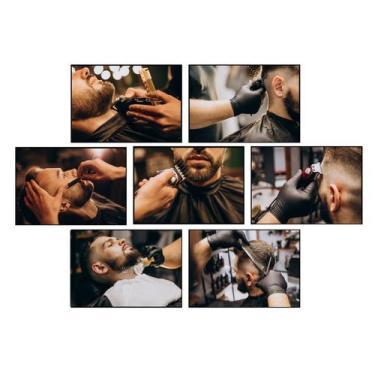 Imagem de Quadros Barbeiro Decoração Barbearia Corte Masculino 7 Peças - CAMALEÃ