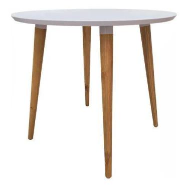 Imagem de Mesa de jantar redonda 0,90 sem vidro veneza branco - village móveis