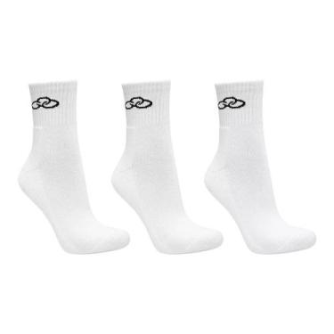 Imagem de Meia Olympikus Cano Médio C/3 Pares - Branca, Branco, 39/44