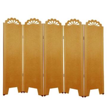 Imagem de Biombo Liso com Detalhes 5 Folhas c/ 10 Pezinhos - ComercialMasul