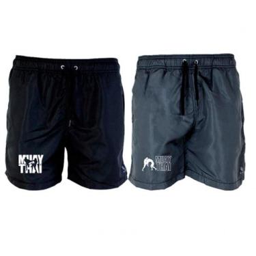 Imagem de Kit 2 Short Tactel Masculino Muay Thai Leve Conforto - Ragor, G, Preto