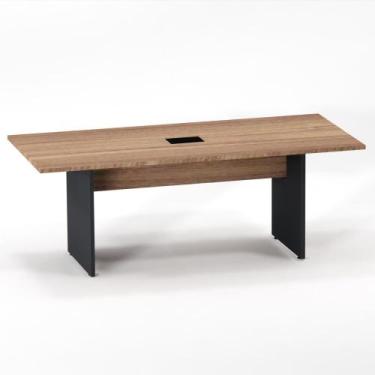 Imagem de Mesa Reunião Power Box Pé Painel P25 Pandin 2,6 M Noce Naturale e Graf