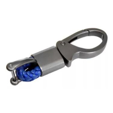 Imagem de Chaveiro Mosquetão Automotivo Couro Azul Luxo Premium - Sterk