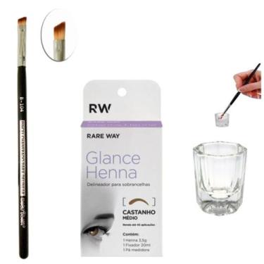 Imagem de Kit Henna Glance Sobrancelha Pincel Chanfrado Maquiagem Macrilan Dappe