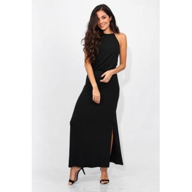 Imagem de Vestido Longo Malha Trapézio com Elástico na Cintura Preto - P - Veste
