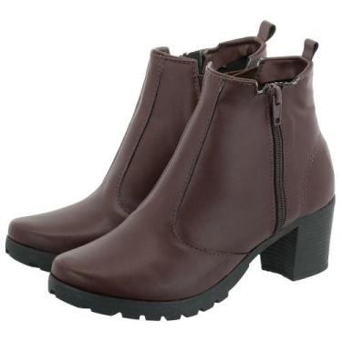 Imagem de Bota Feminina Coturno Cano Curto Salto Medio Grosso - OLZZY CALÇADOS, 