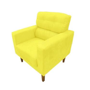 Imagem de Poltrona Decorativa Lunna Escritório Recepção Veludo Amarelo - Kimi De