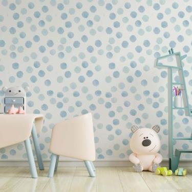 Imagem de Papel De Parede Adesivo Infantil Bolinhas Azul 2,80m - PlimShop