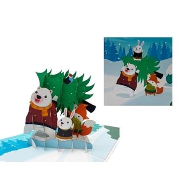 Imagem de ETA Cartão de Natal pop-up de férias 3D, cartão pop-up de Papai Noel em barco 3D, cartões de felicitações de Natal 3D, cartão de Feliz Natal, X22 (X33)