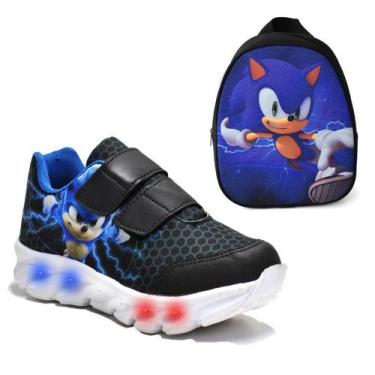 Imagem de Tenis De Led Masculino Sonic Calce Facil Meninos Infantil Estilo Origi