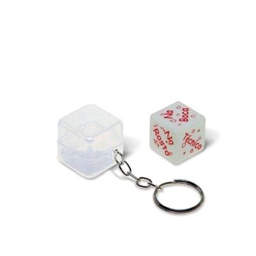 Imagem de Chaveiro Dado Do Beijo Com Opções De Beijos Diversão Ao Cubo Branco