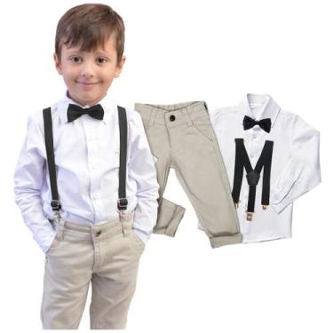 Imagem de Roupa Juvenil Social Masculino Batizado Casamento Gravata E Suspensóri