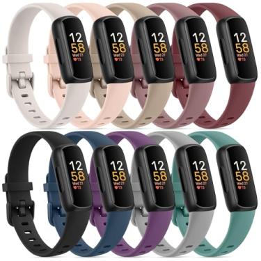 Imagem de Pacote com 10 pulseiras para Fitbit Inspire 3 para mulheres e homens, pulseiras de silicone macio ajustáveis para Fitbit Inspire 3 Fitness Tracker (pacote com 10 G)