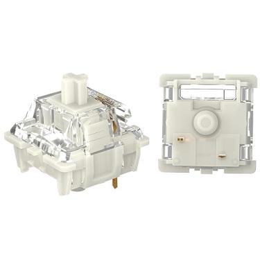 Imagem de GATERON Interruptores de teclado G White Pro, LED RGB linear pré-lubrificado, compatível com teclado mecânico MX, plugue de LED SMD, interruptores de chave de 3 pinos 38gf (branco, 35 peças)