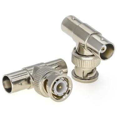 Imagem de Conector T BNC 2 peças, conector divisor BNC de 3 vias, conector BNC macho para dois conectores BNC fêmea, adaptador coaxial BNC triplo Tee para rádios, LMA, vídeos, antenas