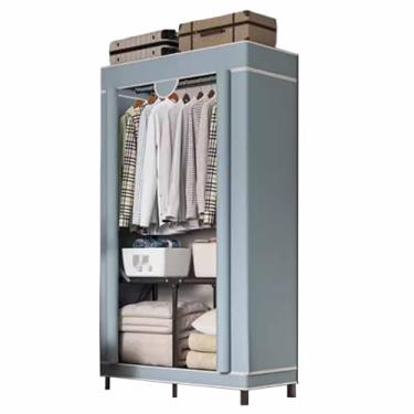 Imagem de Guarda-roupa Armário de guarda-roupa de 3,3 pés, estrutura de aço completa, guarda-roupa dobrável, dormitório único, pano oxford, armário de armazenamento de roupas, cor sólida armário