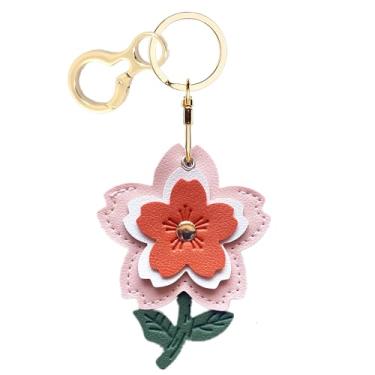 Imagem de Capa de couro compatível com AirTag, linda capa protetora para Apple Air Tag com anel de chaveiro, antiarranhões, rastreador GPS para chaves, bolsa, animais de estimação (flor F)