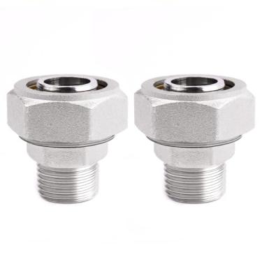 Imagem de LSTOPGO Conexões de tubulação de ar reto, tubulação de 3/10.2 cm x 3/10.2 cm macho NPT roscas adaptadoras, latão niquelado para loja de garagem, sistema de tubulação de linha de ar comprimido, pacote