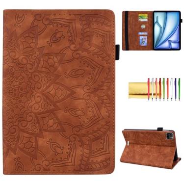 Imagem de Capa fólio para iPad Pro 11 2018-2022, iPad Air 11 polegadas 2024, iPad Air 4/Air 5 de 10,9 polegadas - Techcircle Stand Mandala em relevo couro PU + capa de TPU macio com alça elástica,
