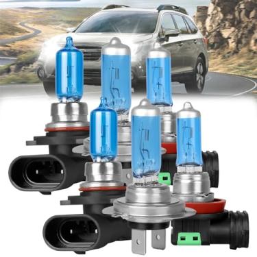 Imagem de QUAYUB Adequado para lâmpadas de farol de halogêneo Outback 2010-2014, farol alto 9005 + farol baixo H7 + luz de neblina H11 kit de lâmpada de halogênio combo de lâmpada de reposição, Plug and Play,