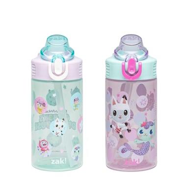 Imagem de Zak Designs Garrafa de água infantil DreamWorks Gabby's Dollhouse Sage para escola ou viagem, garrafa de água de plástico durável de 473 ml com canudo e à prova de vazamento, capa de bico pop-up