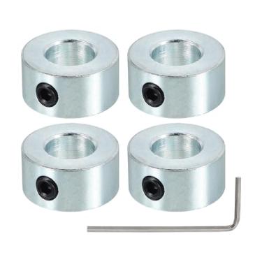 Imagem de PATIKIL Colar de eixo de 0,9 cm de diâmetro externo 13/40.6 cm OD 3/20.3 cm de espessura, pacote com 4 argolas de trem de pouso de aço carbono com parafuso de ajuste M5 e chave inglesa para indústria