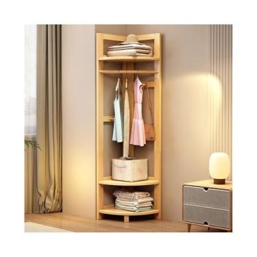 Imagem de LICONG-2020 Cabide de chão de madeira maciça canto cabideiro piso quarto cabideiro multifuncional armazenamento cabideiro, suporte de chão (madeira)