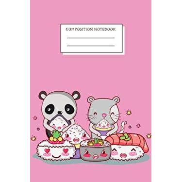 Imagem de Composition Notebook: Japanese Ramen Suchi And Cute Panda Idea Gifts kids Teen Girl Women Kawaii Kitty Cat Wide Ruled 100 sheets Pink Assorted ... Teachers & Office, Blank Lined journal