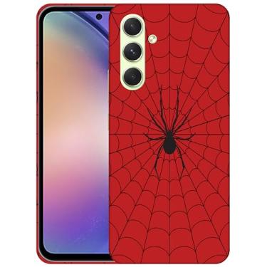 Imagem de SM CASES Capa para Samsung Galaxy A54 5G - Web Spider Red Design impresso 3D Capa de plástico rígido compatível com Samsung Galaxy A54 5G