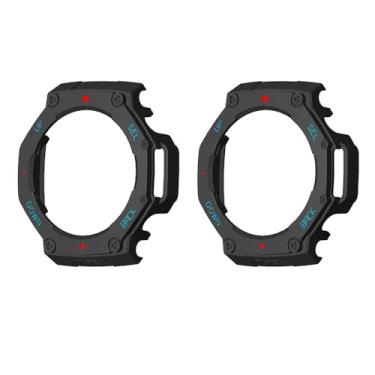 Imagem de WIIKAI Pacote com 2 capas de relógio compatíveis com Amazfit T-Rex 3 capa protetora de cobertura amortecedora (preto vermelho azul)