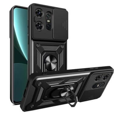 Imagem de Anvzle Capa para Motorola Edge 50 Pro 5G, com Suporte Magnético Rotativo de 360°, Folha Magnética Metal embutida, Proteção Total de 360° Aprimorada, Preta