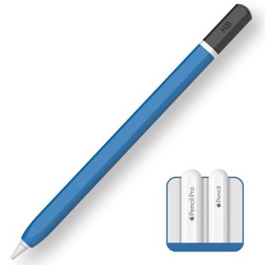 Imagem de TRONWIN Capa para Apple Pencil Pro, design clássico, capa de silicone para Apple Pencil 2ª geração, capa para Apple Pencil Pro com aderência perfeita (azul)
