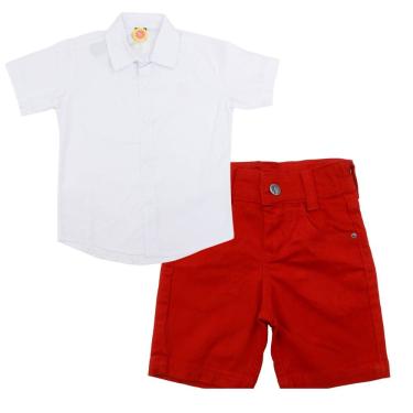 Imagem de Conjunto Social Infantil Menino Bermuda Camisa Festa Evento