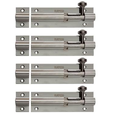 Imagem de Kit 4 Trinco 90Mm Tarjeta Ferrolho De Porta Alumínio Cromado