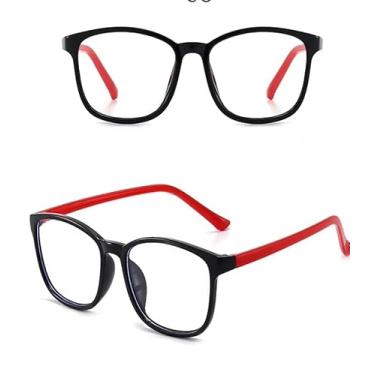 Imagem de Armação De Óculos Infantil Luxo Anti-blue Ópticos Uv400 (PRETO C/VERMELHO)
