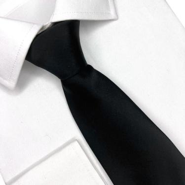 Imagem de Gravata Edi Saraiva Lisa Premium Masculino Toque De Seda, Preto, 145 c