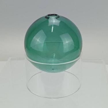Imagem de VASO DECORATIVO COM SUPORTE VIDRO 10x10x10cm VERDE