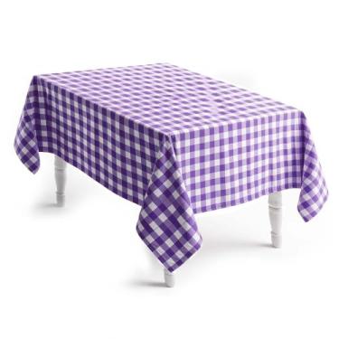Imagem de Toalha de Mesa Xadrez Lilás Retangular 220x140cm 6 Lugares - Domingos