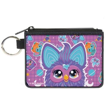 Imagem de Buckle-Down Furby Wallet, Zip Clutch, Furby Purple Excited Furby Pose e Ícones Colagem Rosa Roxo, Lona, Amarelo, X-SMALL, Casual