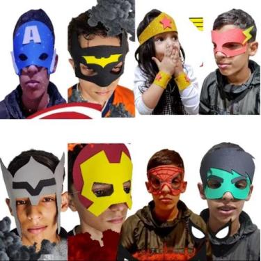 Imagem de Máscara Infantil  personagens 30 Unidades com elástico super heróis - 
