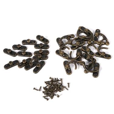 Imagem de 12pcs Antigo Decorativo de Jóias de Jóias Vinho Caixa de Madeira Hasp Hasp Hook Com Parafusos (Certo)