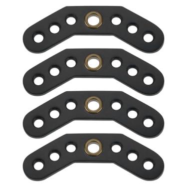 Imagem de eMagTech 4 peças de arco de couro preto com ilhós de metal suporte de alça para arco composto DIY (12 x 4,5 x 0,45 cm)