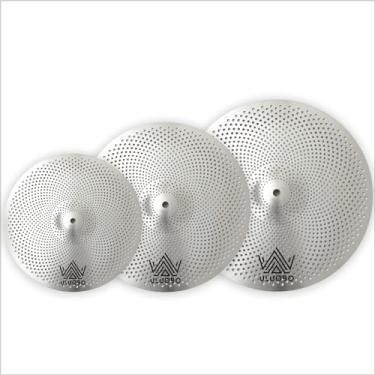 Imagem de Conjunto de pratos Splash de 6/8/25.4 cm, pacote de pratos pequenos silenciosos de baixo volume, 3 peças para prática (prata)
