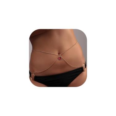 Imagem de Corrente de cintura de ouro para mulheres, banhado a ouro 18K, corrente de barriga, strass, corrente de praia, ajustável, biquíni, acessórios para mulheres, sexy, Adjustable, Liga metálica, Sem Pedra