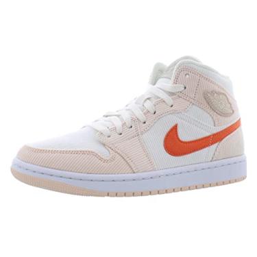 Imagem de Jordan 1 Mid veludo cotelê feminino branco vela laranja DA8009-108, Vela/quartzo laranja, 7