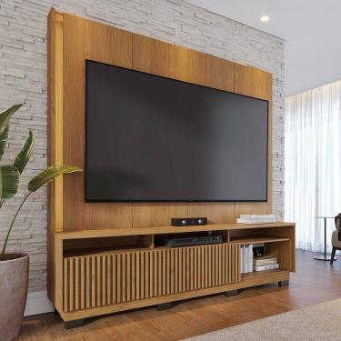 Imagem de Estante para TV Até 75 Polegadas Jordao 2 Portas Ripado com Led Freijó - Colibri