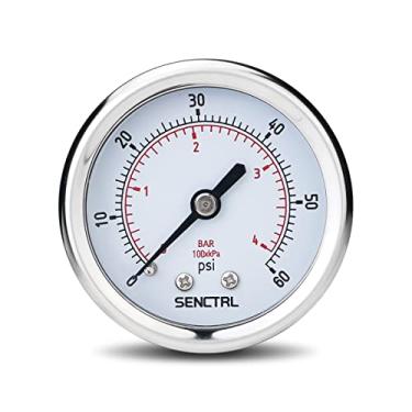 Imagem de senctrl Manômetro De Pressão De 0-60 Psi, 2 Mostradores, Montagem Traseira De 1/4 Npt, À Prova D'Água, Caixa De Aço Inoxidável, Para Bomba De Filtro De Piscina, Spa, Água, Ar, Teste De Pressão De P