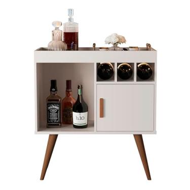 Imagem de Buffet Aparador Balcão Cozinha Sala Bancada Paris 1 Porta 3 Adegas Retrô Cantinho Do Café Cor Pés Palitos - Offwhite